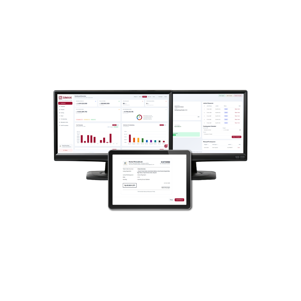 Tampilan dashboard dan dokumen SIMAK
